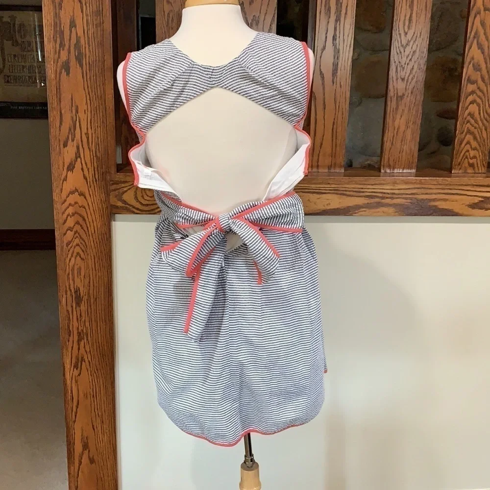 Estey grey and white striped seersucker dress, Small - Picture 3 of 4